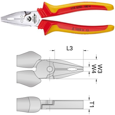 Gedore VDE 8250-160 H VDE Heavy duty combination pliers with insulating sleeves 160 mm