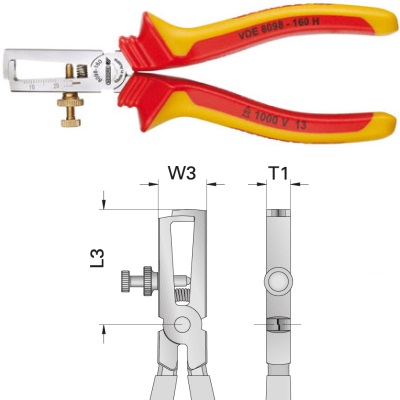 Gedore VDE 8098-160 H VDE-Draadstriptang met huls-isolatie 160 mm