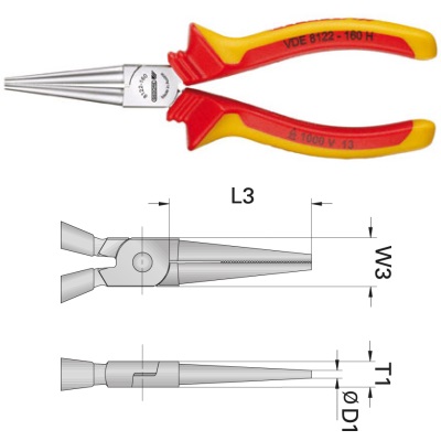 Gedore VDE 8122-160 H VDE Round nose pliers with VDE insulating sleeves