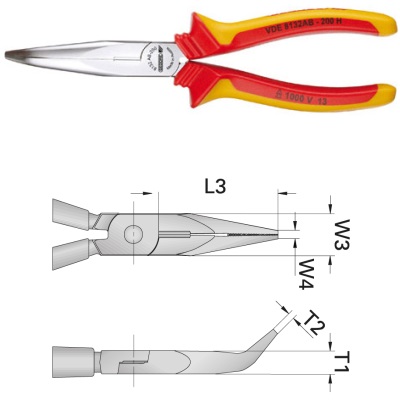 Gedore VDE 8132 AB-160 H VDE Bent nose telephone pliers with insulating sleeves 160 mm