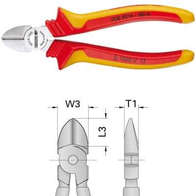 Gedore VDE 8314-140 H VDE Side cutter with insulating sleeves 140 mm