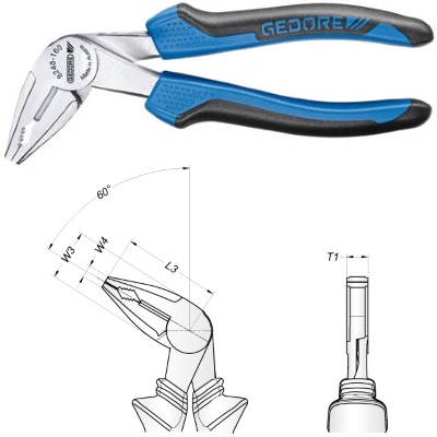 Gedore 8248-160 JC Gewinkelte Kombinationszange 160 mm, 2-K-Griff