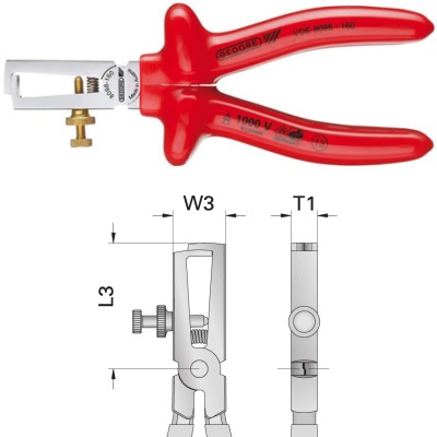 Gedore VDE 8098-160 VDE Stripping pliers with dipped insulation 160 mm