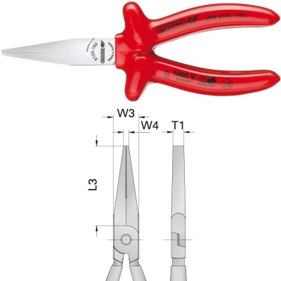 Gedore VDE 8120-160 VDE-Flachzange mit Tauchisolierung