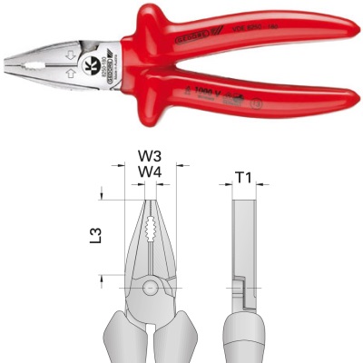 Gedore VDE 8250-160 VDE Heavy duty combination pliers with dipped insulation 160 mm