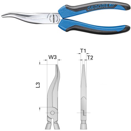 Gedore 8137-200 JC Mechanics pliers, without wire cutter, offset pattern 200 mm