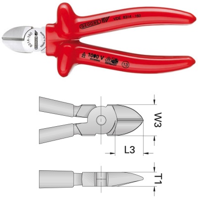 Gedore VDE 8314-140 VDE Side cutter with dipped insulation 140 mm