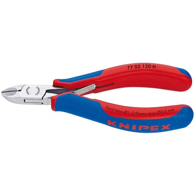 Knipex 77 02 120 H Elektronik-Seitenschneider mit eingesetzter Hartmetallschneide, 120 mm